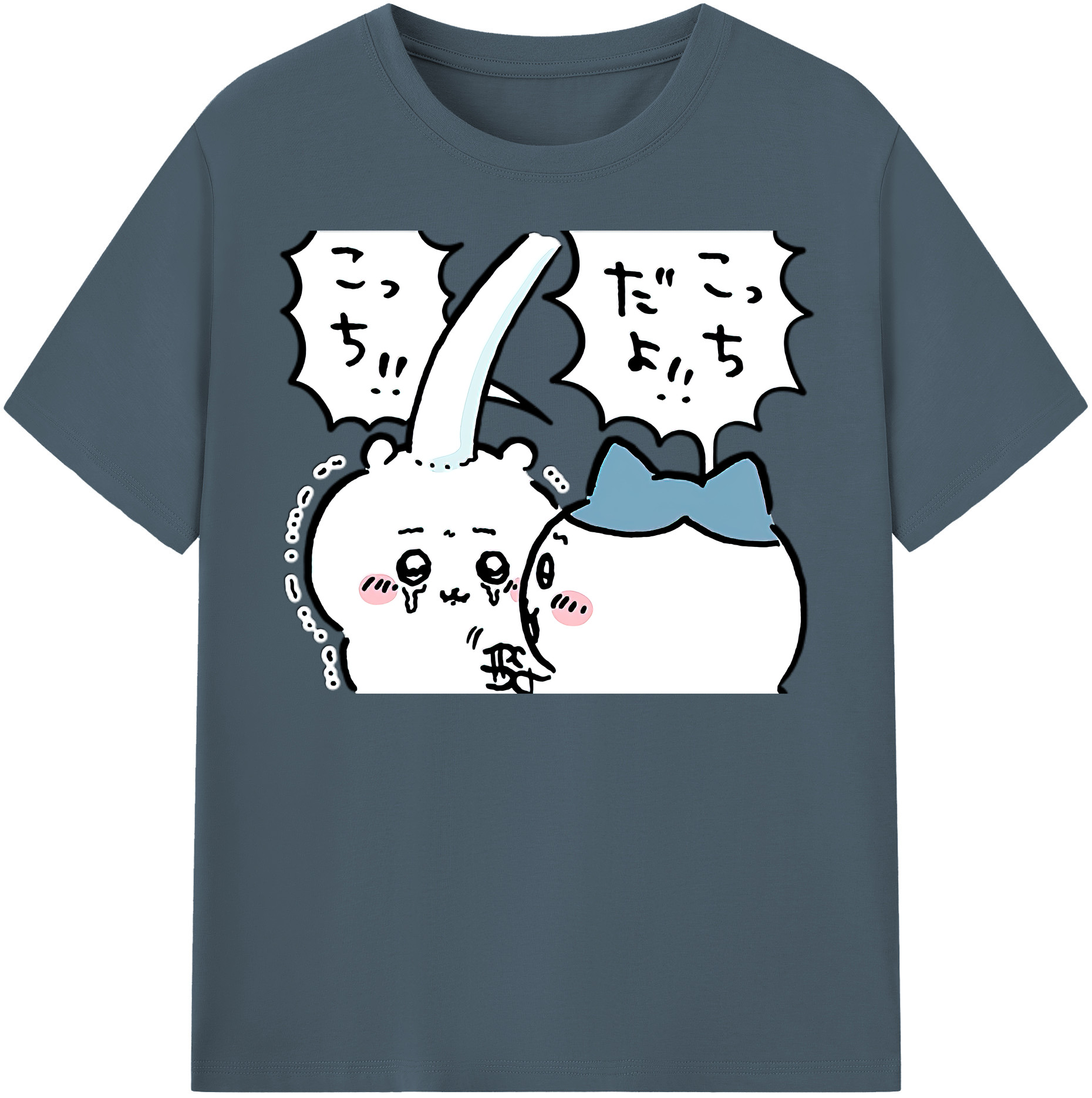 （画像用） ちいかわ ハチワレ Chii-kawa hachiware 綿100％半袖Tシャツ（フロントプリント）